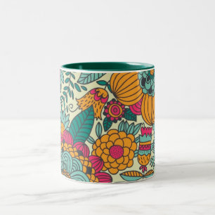 Vintage Paisley-Blumen Zweifarbige Tasse