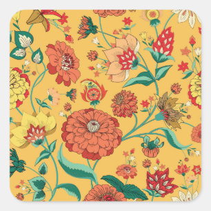 Vintage-Paisley-Blumengarten Quadratischer Aufkleber