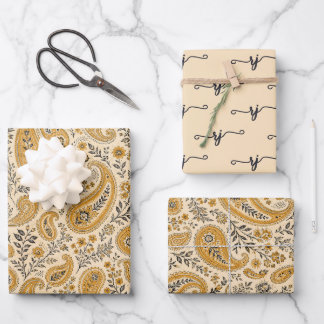 Vintage-Paisley-Geschenkpapier-Flat Sheet Set aus Geschenkpapier Set