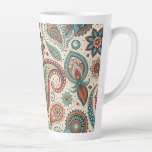 Vintage Paisley in Rot, Türkis, Creme Milchtasse