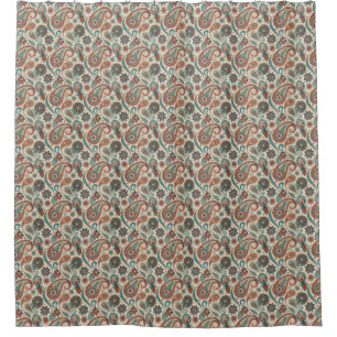 Vintage Paisley in Rot, Türkis und Creme Duschvorhang