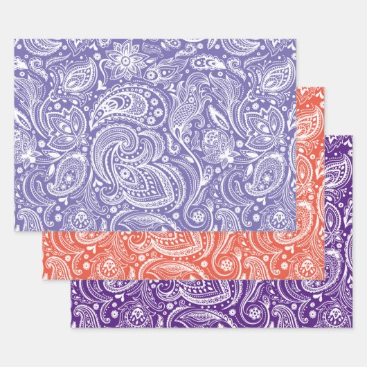 Vintage Paisley-Muster 3 Farbhintergrund Geschenkpapier Set (Set)
