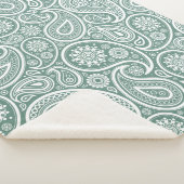 Vintage Paisley-Muster in Grün und Weiß Sherpadecke (3/4)