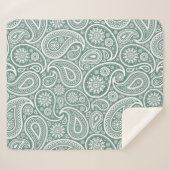 Vintage Paisley-Muster in Grün und Weiß Sherpadecke (Vorderseite (Horizontal))