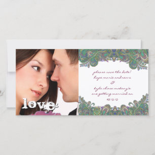 Vintage Paisley Pfau Farben Save The Date Foto