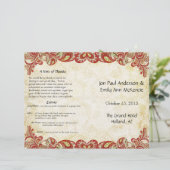 Vintage Paisley Pfau Rot Hochzeitsprogramm (Stehend Vorderseite)