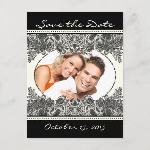 Vintage-Paisley-Save-the-Date mit Ihren Fotos Ankündigungspostkarte