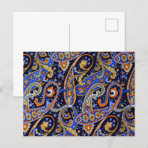Vintage-Paisleymuster, persisches Blumendesign Postkarte