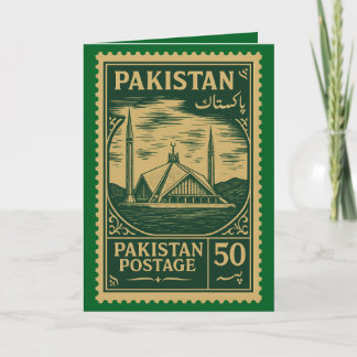 Vintage Pakistan Postage Stamp Karte