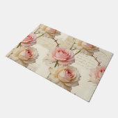Vintage Pale Pink Rose Script Pattern Fußmatte (Schrägansicht)