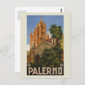 Vintage Palermo Sizilien Reiseanzeige für Italien Postkarte (Vorne/Hinten)
