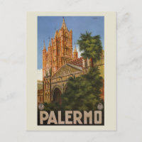 Vintage Palermo Sizilien Reiseanzeige für Italien