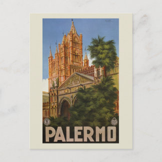 Vintage Palermo Sizilien Reiseanzeige für Italien Postkarte