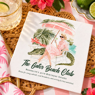 Vintage Palm Beach Alligator Geburtstagsfeier Serviette