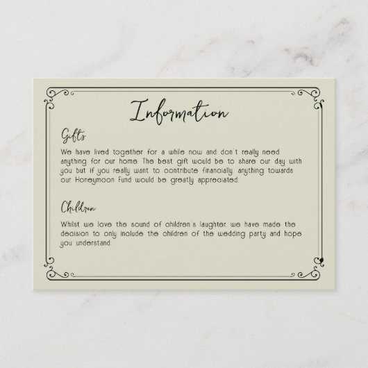 Vintage Palm Handgeschriebene Skriptspezifische In Begleitkarte (Vorderseite)