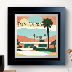 Vintage Palm Springs Aquarell Palmen Poster