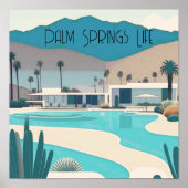 Vintage Palm Springs Wasserfarbe Poster (Vorne)