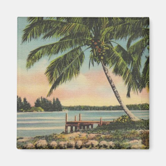 Vintage Palm Tree Retro Magnet (Vorne)