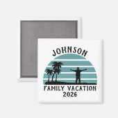 Vintage Palm Tree Sunset Custom Family Vacation Magnet (Vorderseite/Rückseite)