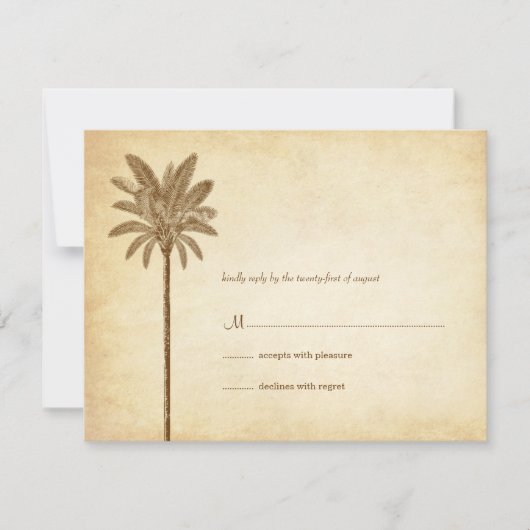 Vintage Palm Tree Wedding RSVP Cards (Vorderseite)