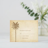 Vintage Palm Tree Wedding RSVP Cards Karte (Stehend Vorderseite)