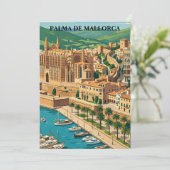 Vintage Palma de Mallorca City View Travel Karte (Stehend Vorderseite)
