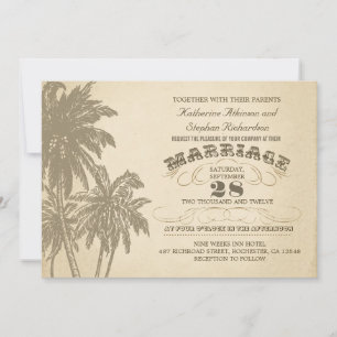 vintage Palmbaum typografische Hochzeitseinladung Einladung