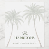 Vintage Palmbaumhochzeit Weinetikett (Einzelnes Label)