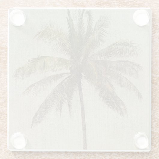 Vintage Palmbaummalerei Glasuntersetzer (Rückseite)