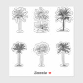 Vintage Palmbaumskizzen Aufkleber (Blatt)