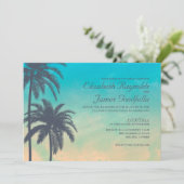 Vintage Palme-Hochzeits-Einladungen Einladung (Stehend Vorderseite)