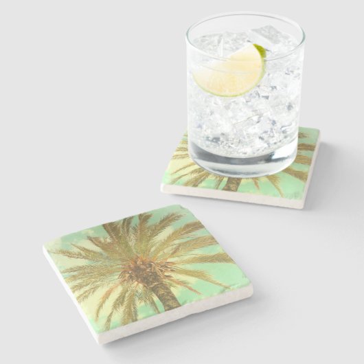 Vintage Palme Steinuntersetzer (Seitenansicht)