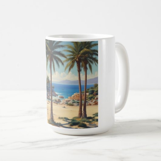 Vintage Palmen Côte d'Azur Kaffeetasse (VorderseiteRechts)