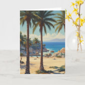 Vintage Palmen Côte d'Azur Karte (Gelbe Blume)