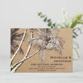 Vintage Palmen-Trees-Hochzeit Einladung (Stehend Vorderseite)