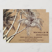 Vintage Palmen-Trees-Hochzeit Einladung (Vorne/Hinten)