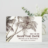 Vintage Palmen-Trees-Hochzeit Save The Date (Stehend Vorderseite)