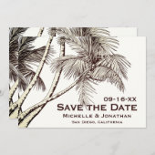 Vintage Palmen-Trees-Hochzeit Save The Date (Vorne/Hinten)