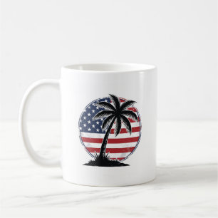 Vintage-Palmenbaum-Amerikanische-Flagge-Sommer-Shi Kaffeetasse