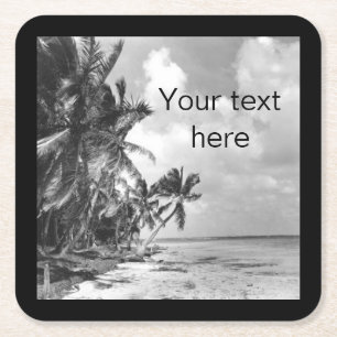 Vintage-Palmenbäume Benutzerdefinierter Text Rechteckiger Pappuntersetzer