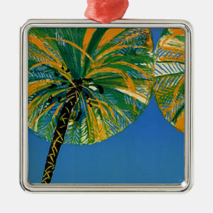 Vintage Palmenbäume Côte d'Azur Silbernes Ornament