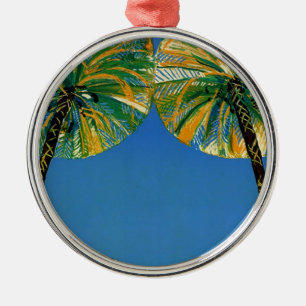 Vintage Palmenbäume Côte d'Azur Silbernes Ornament
