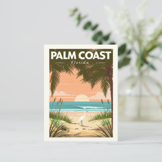 Vintage Palmenküste Florida Postkarte (Stehend Vorderseite)