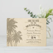 Vintage Palmentypografie Save the Date (Stehend Vorderseite)