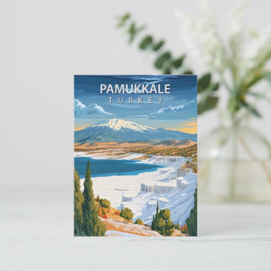 Vintage Pamukkale Turkey Travel Postkarte (Stehend Vorderseite)