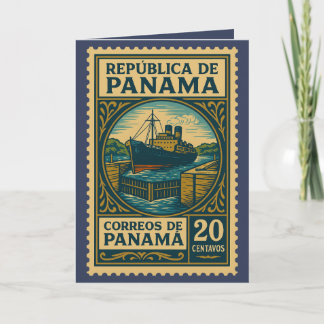 Vintage Panama Postage Stamp Karte