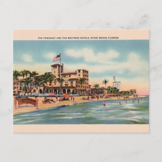 Vintage Pancoast und Whitman Hotels Miami Postcard Postkarte (Vorderseite)