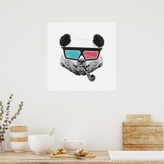 Vintage Panda 3-D-Brille Poster (Küche)