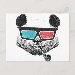 Vintage Panda 3-D-Brille Postkarte