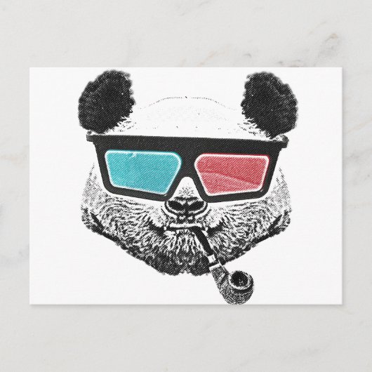 Vintage Panda 3-D-Brille Postkarte (Vorderseite)